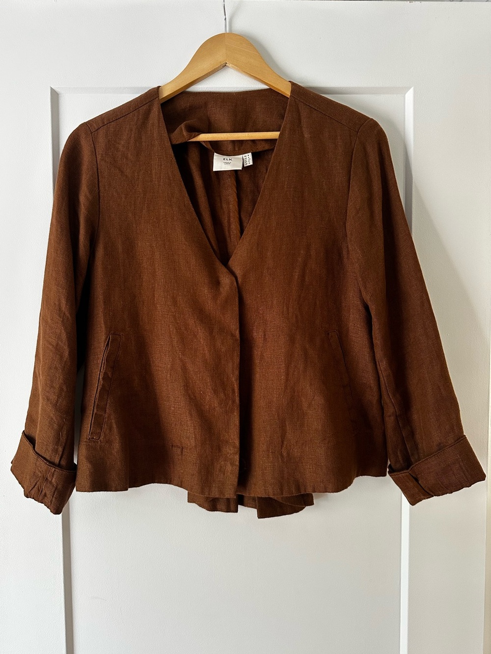 100% Linen Jacket - V-Neck Open Front